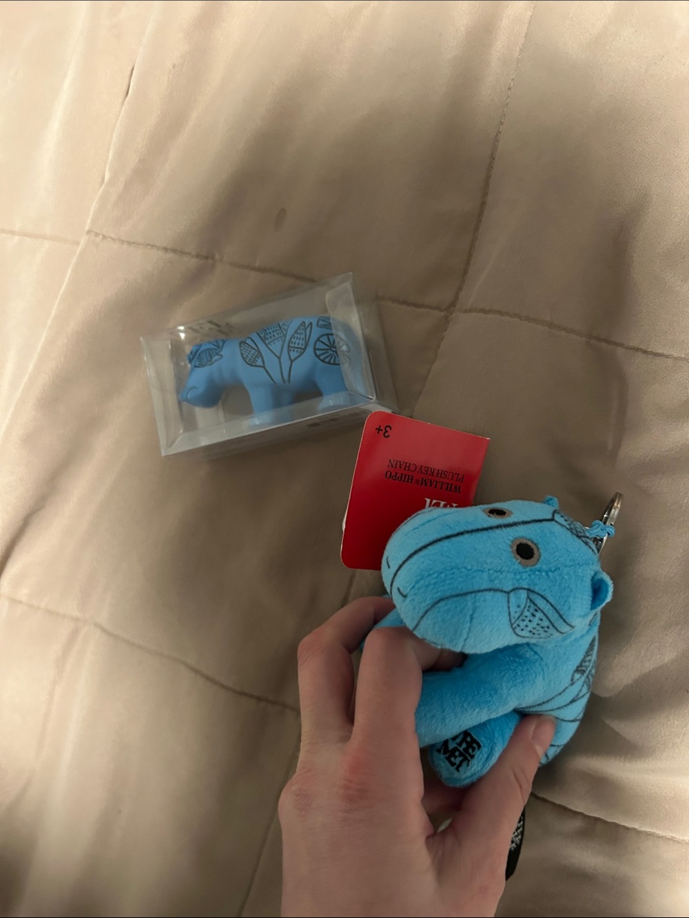 Blue Plush Hippo Keychain - Brand: